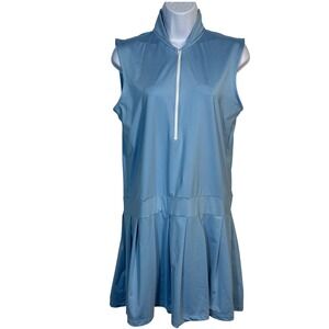 Byrdie Golf Sleeveless Blue Zip Pleated‎ Dress Sz M Tennis Pickleball Activewear
